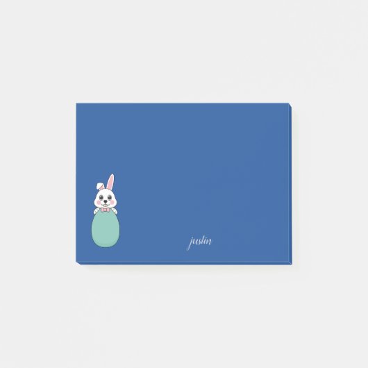 Schattige wit konijntje met paasei | personalisere post-it® notes (Voorkant)