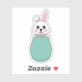 Schattige wit konijntje met paasei sticker (Vel)