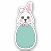 Schattige wit konijntje met paasei sticker (Voorkant)