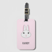 Schattige wit konijntje op roze bagagelabel (Voorkant (verticaal))