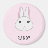 Schattige wit konijntje op roze magneet (Voorkant)