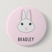 Schattige wit konijntje op roze ronde button 7,6 cm (Voorkant)