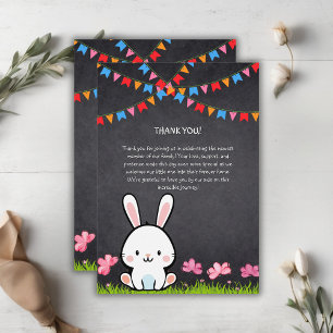 Schattige Wit Krijtbord Bunny Baby shower Bedankkaart