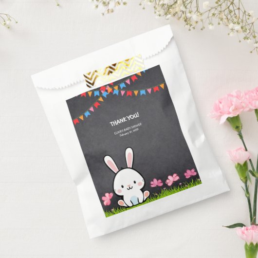 Schattige Wit Krijtbord Bunny Baby shower Bedankzakje (Gezegeld)