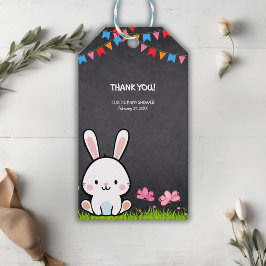 Schattige Wit Krijtbord Bunny Baby shower Cadeaulabel