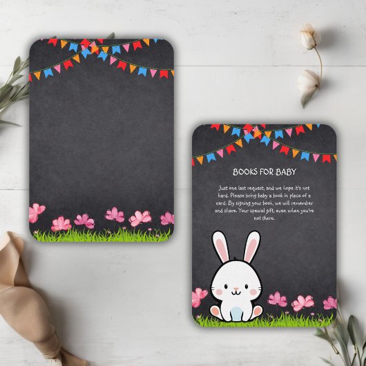 Schattige Wit Krijtbord Bunny Baby shower Informatiekaartje