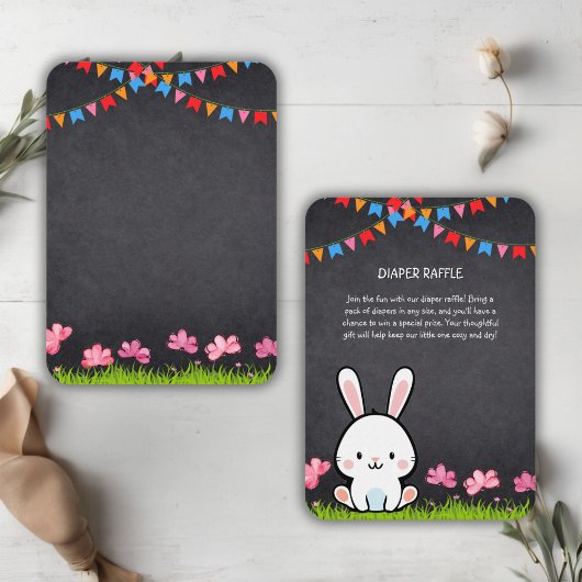 Schattige Wit Krijtbord Bunny Baby shower Informatiekaartje