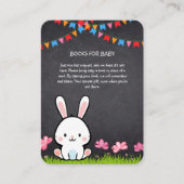 Schattige Wit Krijtbord Bunny Baby shower Informatiekaartje (Voorkant)