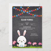 Schattige Wit Krijtbord Bunny Baby shower Kaart (Voorkant)