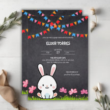 Schattige Wit Krijtbord Bunny Baby shower
