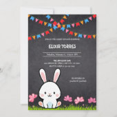 Schattige Wit Krijtbord Bunny Baby shower Kaart (Voorkant)