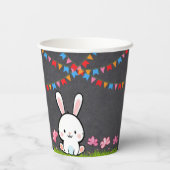 Schattige Wit Krijtbord Bunny Baby shower Papieren Bekers (Achterkant)