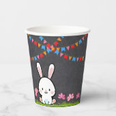 Schattige Wit Krijtbord Bunny Baby shower Papieren Bekers (Voorkant)