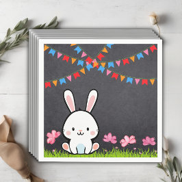 Schattige Wit Krijtbord Bunny Baby shower Servet
