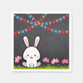 Schattige Wit Krijtbord Bunny Baby shower Servet (Voorkant)