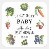 Schattige wit lokaal geteeld Baby shower Vierkante Sticker (Voorkant)
