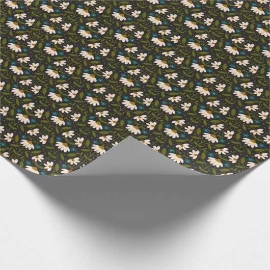 Schattige wit madeliefpatroon cadeaupapier (Hoek)