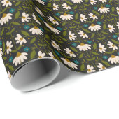 Schattige wit madeliefpatroon cadeaupapier (Rol Hoek)