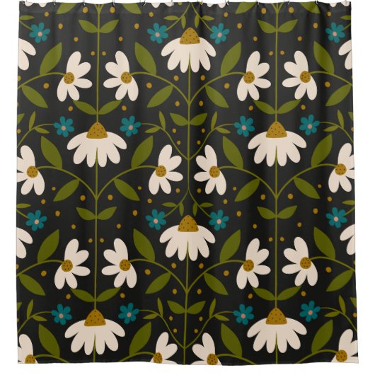 Schattige wit madeliefpatroon douchegordijn (Voorkant)