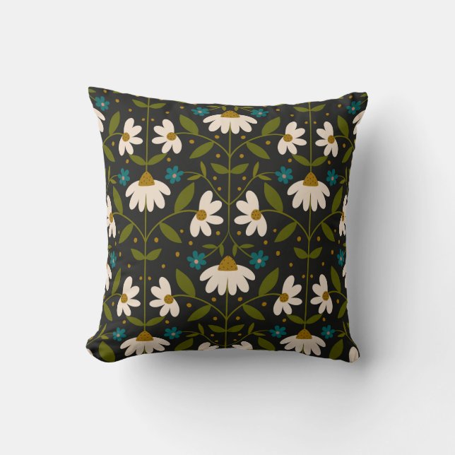 Schattige wit madeliefpatroon kussen (Voorkant)