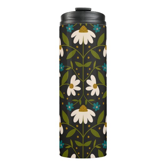 Schattige wit madeliefpatroon thermosbeker (Voorkant)