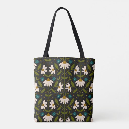 Schattige wit madeliefpatroon tote bag (Achterkant)