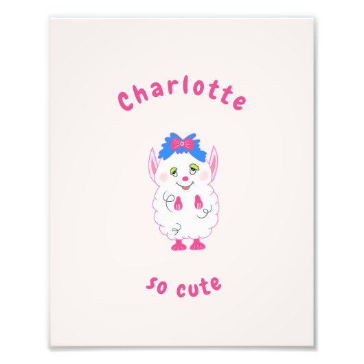 Schattige wit monster foto afdruk (Voorkant)