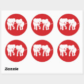 Schattige Wit Olifantenpaar kiest achtergrondkleur Ronde Sticker (Vel)