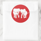 Schattige Wit Olifantenpaar kiest achtergrondkleur Ronde Sticker (Tas)