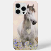 Schattige wit paard Paarse bloem Case-Mate iPhone Case (Achterkant)