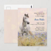 Schattige Wit Paard Paarse Bloem Vrouwelijk Chic Briefkaart (Voorkant / Achterkant)