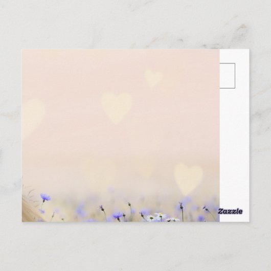 Schattige Wit Paard Paarse Bloem Vrouwelijk Chic Briefkaart (Achterkant)