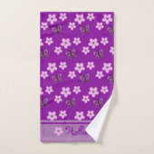 Schattige Wit Paarse Roze Bloemen Vlinder Bow Kind Bad Handdoek (Handdoek)