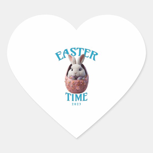 Schattige wit paashaas ontwerp hart sticker (Voorkant)