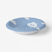 Schattige wit pluizig wolkje negen bord blauw baby (Gebogen)