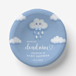 Schattige wit pluizig wolkje negen bord blauw baby