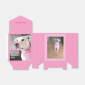 Schattige wit puppy dog roze meisjes verjaardag bedankdoosjes (Uitgevouwen)