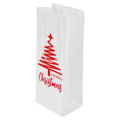 Schattige Wit Rood Vrolijk Kerstmis wijnzak Wijn Cadeautas (Voorkant Gekanteld)
