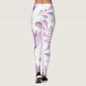 Schattige Wit Roze Blauw Bloempatroon Meisjes Vrou Leggings (Achterkant)