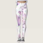 Schattige Wit Roze Blauw Bloempatroon Meisjes Vrou Leggings (Voorkant)