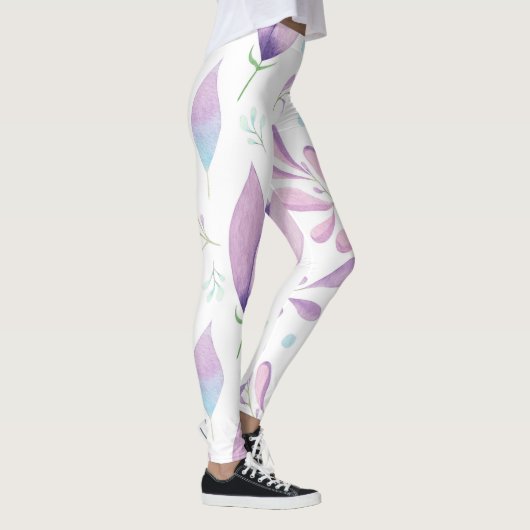 Schattige Wit Roze Blauw Bloempatroon Meisjes Vrou Leggings (Rechts)