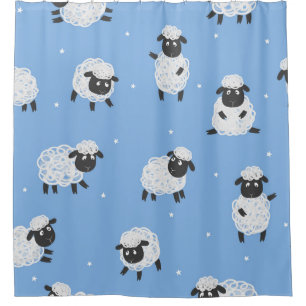 Schattige wit schaap: lammeren. douchegordijn