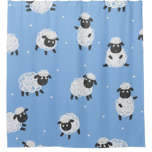 Schattige wit schaap:  lammeren. douchegordijn (Voorkant)