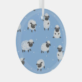 Schattige wit schaap:  lammeren. glas ornament (Voorkant Rechts)