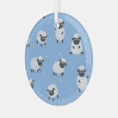 Schattige wit schaap:  lammeren. glas ornament (Voorkant links)