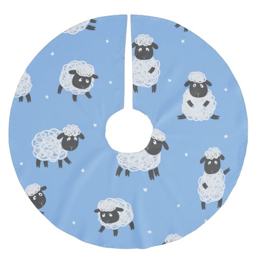 Schattige wit schaap:  lammeren. kerstboom rok (Voorkant)