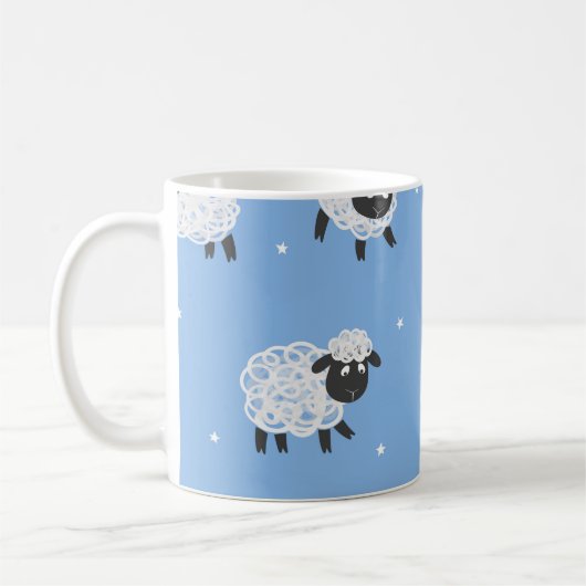 Schattige wit schaap: lammeren. koffiemok (Links)