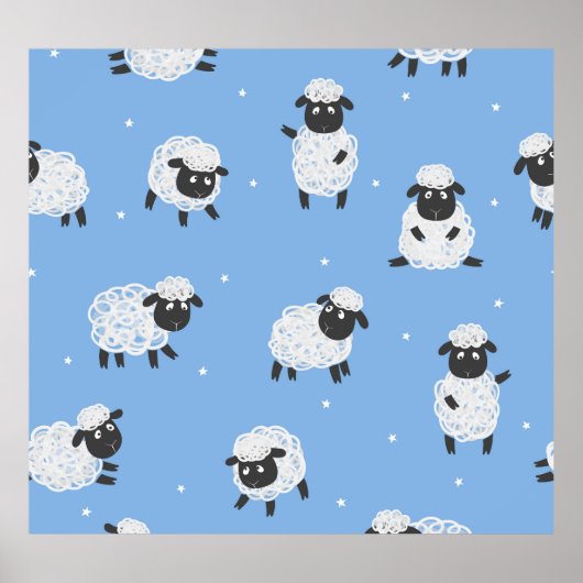 Schattige wit schaap: lammeren. poster (Voorkant)