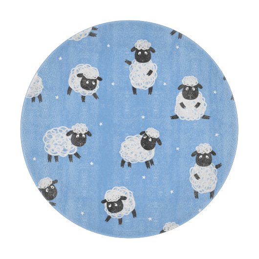 Schattige wit schaap: lammeren. snijplank (Voorkant)