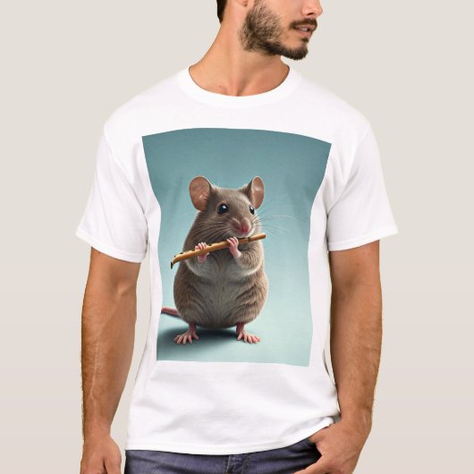 Schattige wit T-shirt voor musici & Dierenvrienden (Voorkant)